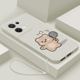 适用opporeno8手机壳新款液态硅胶reno8pro十保护套reno8pro+镜头全包防摔Rn8打球熊0pp0超薄简约男女款