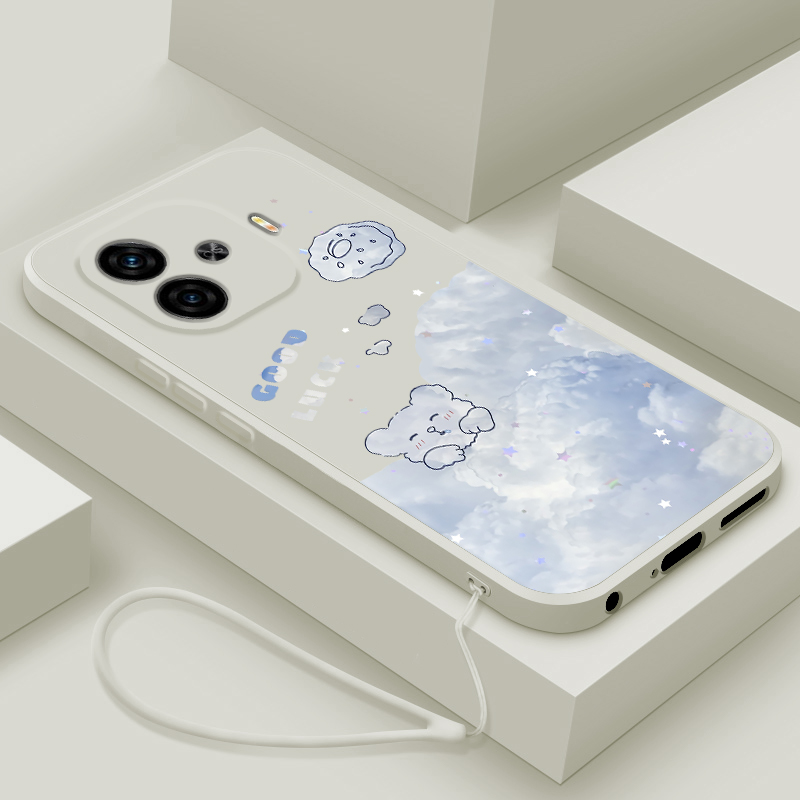 适用iqooz9turbo长续航版手机壳新款液态硅胶爱酷z9Turbo长续航版保护套卡通可爱云中小兔PKP110全包防摔男女