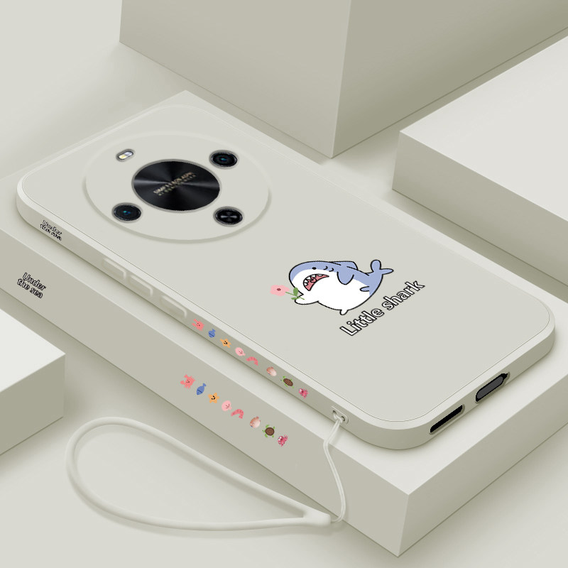 适用华为畅享70x活力版手机壳卡通小鲨鱼畅想70X液态硅胶保护套7ox超薄可爱男女款BRE-AL00a全包高级防摔软壳