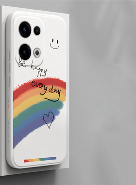 适用opporeno13手机壳happy彩虹Reno13PRO新款液态硅胶0pp0保护套全包创意女款0PP0Ren013Pr0直边防摔软壳