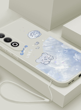 适用oppok12plus手机壳新款OPPOK12PLUS保护套液态硅胶0poppo卡通可爱云中小兔PKS110全包防摔男女款