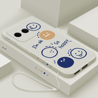 适用iqooz11turbo手机壳新款液态硅胶iQQQZ11TurBo保护套男女款爱酷z11turbo超薄简约五个笑脸vivo全包防摔