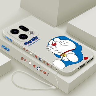 适用oppofindx9手机壳卡通叮当猫OPPOFindx9Pro液态硅胶保护套PLG120超薄可爱男女款PLJ110镜头全包防摔