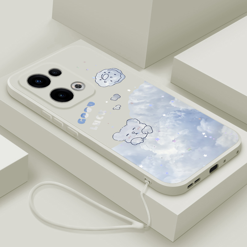 适用opporeno13手机壳新款Reno13PRO保护套液态硅胶0pp0卡通可爱云中小兔0PP0Ren013Pr0全包防摔男女款