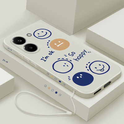 适用红米turbo5手机壳新款液态硅胶小米turbo5max保护套男女款TurBo5Max超薄简约五个笑脸Redmi镜头全包防摔