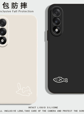 适用一加ace5至尊版手机壳小猫小鱼1+ACE5竞速版液态硅胶保护套oneplusace5全包防摔1加ACE5Pro简约男女款