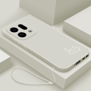 适用oppofindx9手机壳小猫小鱼OPPOFindx9Pro新款 液态硅胶PLG120保护套全包创意男女PLJ110直边简约防摔软壳