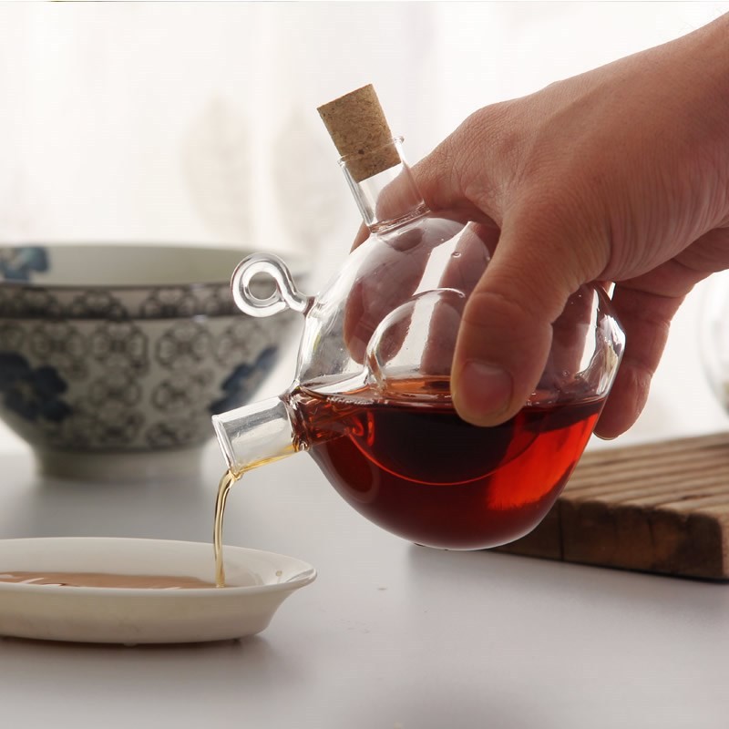 创意二合一两用酱油瓶高硼硅玻璃调味瓶家用防漏厨房收纳玻璃油壶