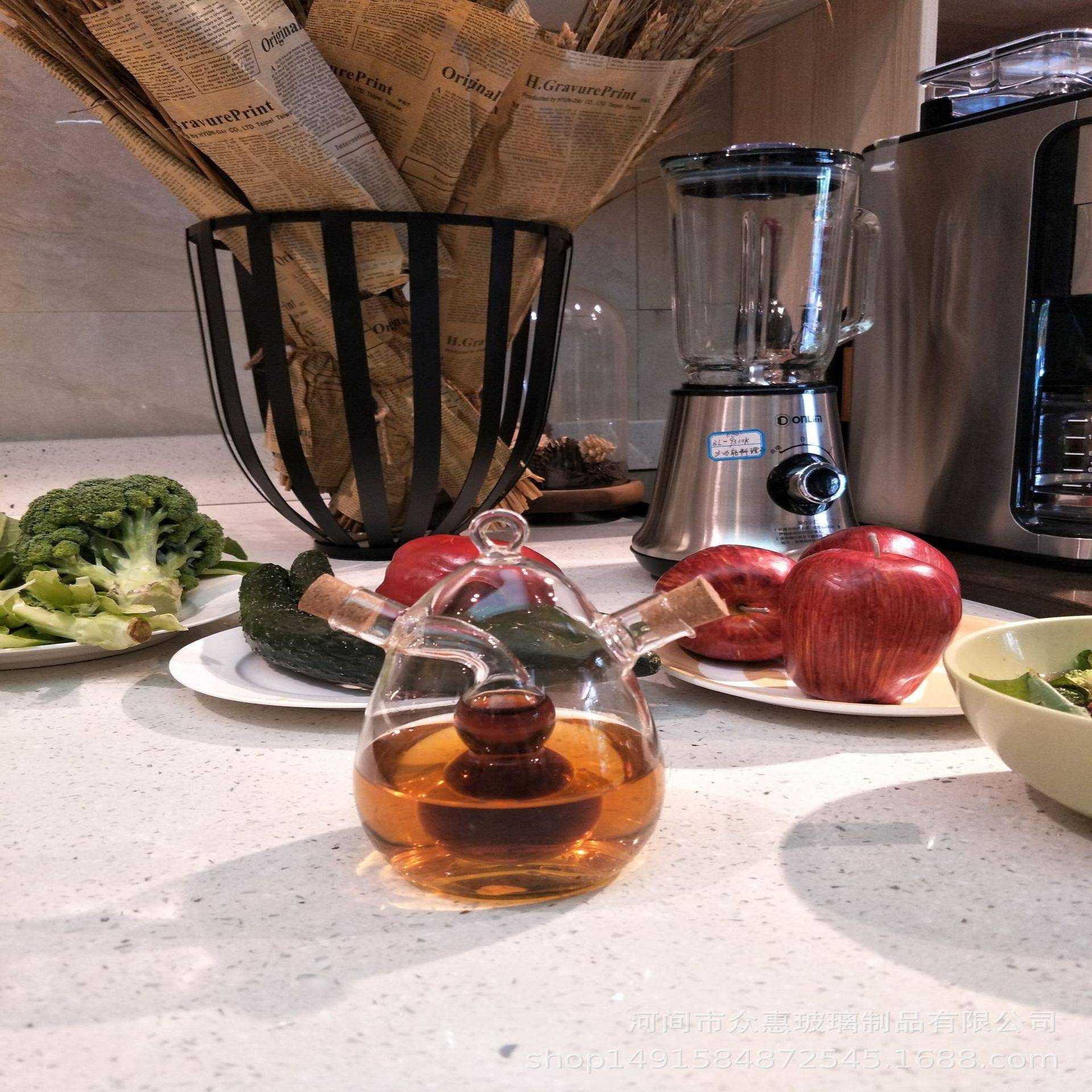 供应创意两用玻璃厨房用品倒油壶家用密封酱醋调味瓶油瓶油壶
