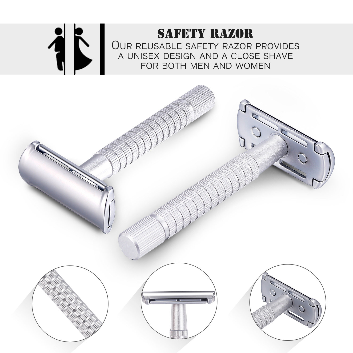 安全老式手动剃须刀白金双面刀片刮胡刀男女通用全身可用刮毛刀剃