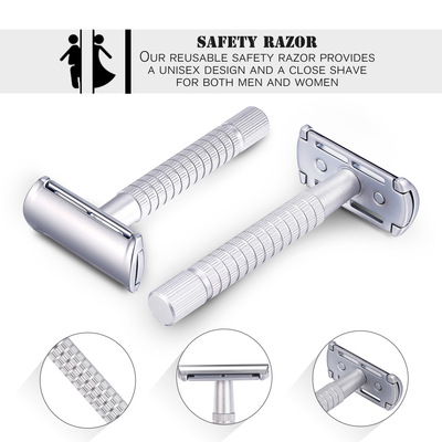 安全老式手动剃须刀白金双面刀片刮胡刀男女通用全身可用刮毛刀剃