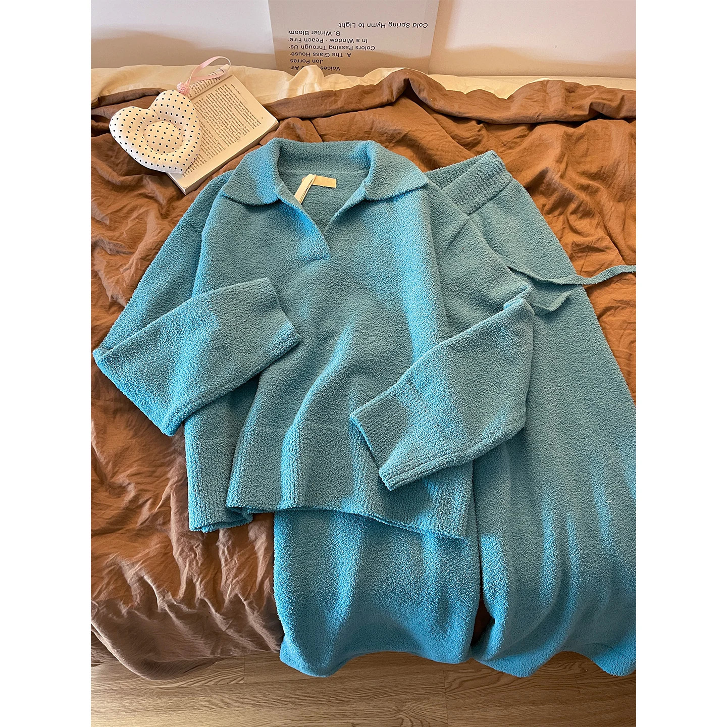 维多利亚高级感软糯保暖睡衣女冬季2026新款半边绒加厚家居服套装