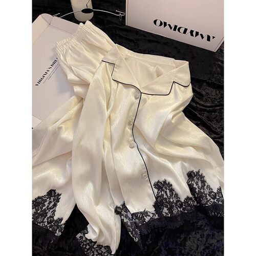 日本GP轻奢风蕾丝长袖睡衣女春夏