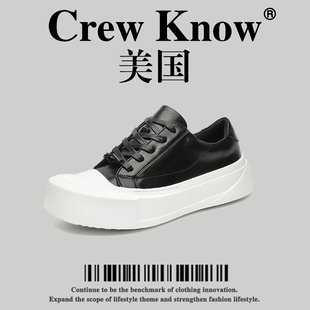 【美国CREW KNOW高奢】大头德比鞋男款厚底增高英伦风小白鞋休闲