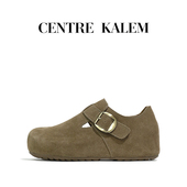 女真皮魔术贴全包内增高4CM 复古厚底勃肯鞋 CENTREKALEM鞋 履