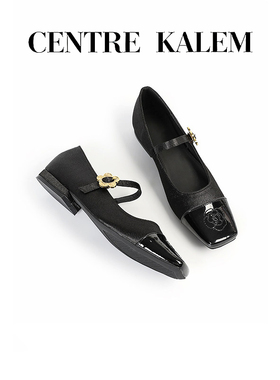 【CENTREKALEM鞋履】单鞋平底山茶花配裙子方头一字带玛丽珍女鞋