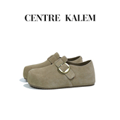 CENTREKALEM鞋 履 真皮勃肯鞋 女4CM内增高皮带扣单鞋 一脚蹬