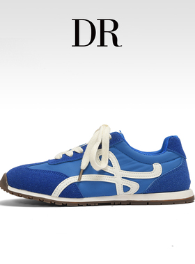 DR官方正品蓝色厚底德训鞋复古真皮百搭运动休闲鞋系带阿甘鞋女鞋