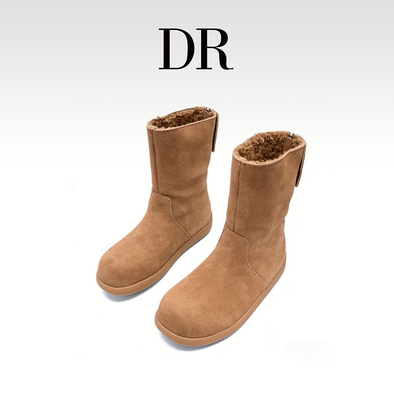 DR官方正品休闲加绒雪地靴中筒绒面平底保暖秋冬复古毛毛短靴,女鞋,时尚雪地靴,淘宝优惠券,粉丝福利购,淘宝优惠卷