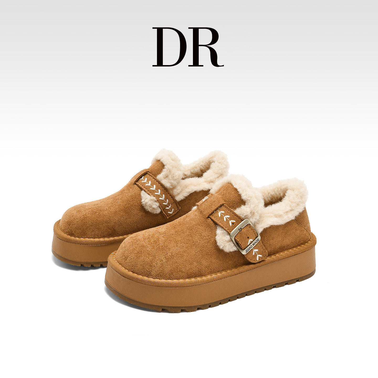 DR官方正品真皮全包勃肯鞋女2025冬季一脚蹬厚底加绒保暖豆豆鞋,女鞋,勃肯鞋/软木鞋,淘宝优惠券,粉丝福利购,淘宝优惠卷