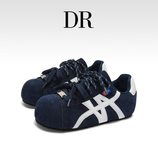 女2025秋冬休闲丑萌复古阿甘鞋 DR官方正品 内增高拼色贝壳头德训鞋
