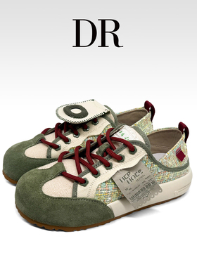 DR官方正品复古风绿色德训鞋女2026春季小众厚底系带休闲阿甘鞋