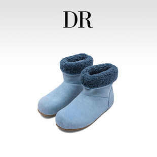 DR官方正品 加绒保暖真皮毛绒靴 保暖厚底翻边两穿雪地靴女2025冬季
