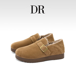厚底一脚蹬懒人乐福鞋 女2025冬季 加绒保暖全包勃肯鞋 DR官方正品