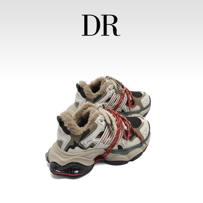 加绒脏脏老爹鞋捆绑冬厚底运动鞋