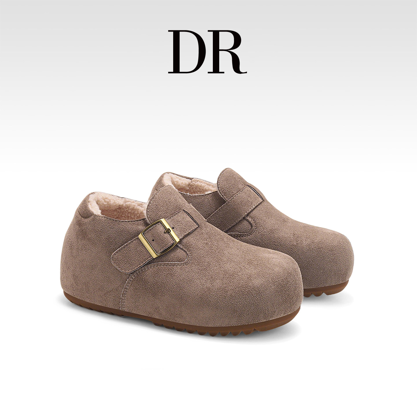 DR官方正品羊羔绒保暖全包勃肯鞋女2025冬季真皮休闲平底乐福鞋,女鞋,勃肯鞋/软木鞋,淘宝优惠券,粉丝福利购,淘宝优惠卷