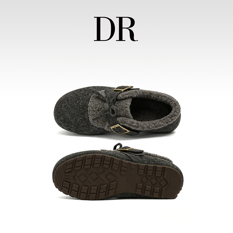 DR官方正品毛毛鞋灰色加绒软底勃肯鞋纯色平底鞋舒适鞋保暖系带,女鞋,勃肯鞋/软木鞋,淘宝优惠券,粉丝福利购,淘宝优惠卷