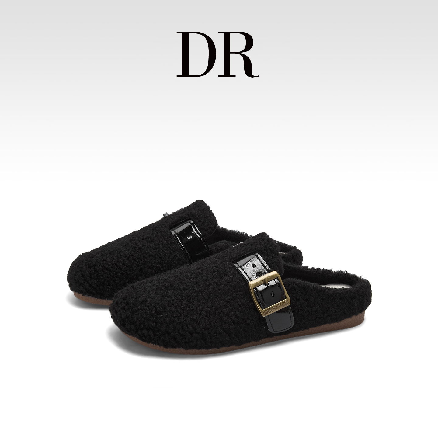 平底懒人一脚蹬毛毛鞋包头勃肯鞋