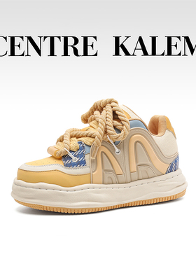 【CENTREKALEM鞋履】内增高运动休闲鞋春季系带低帮女鞋休闲风圆