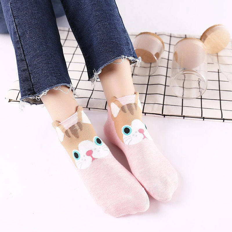 5双组春夏可爱立体卡通袜子小动物女袜舒适休闲韩版短筒学生棉袜