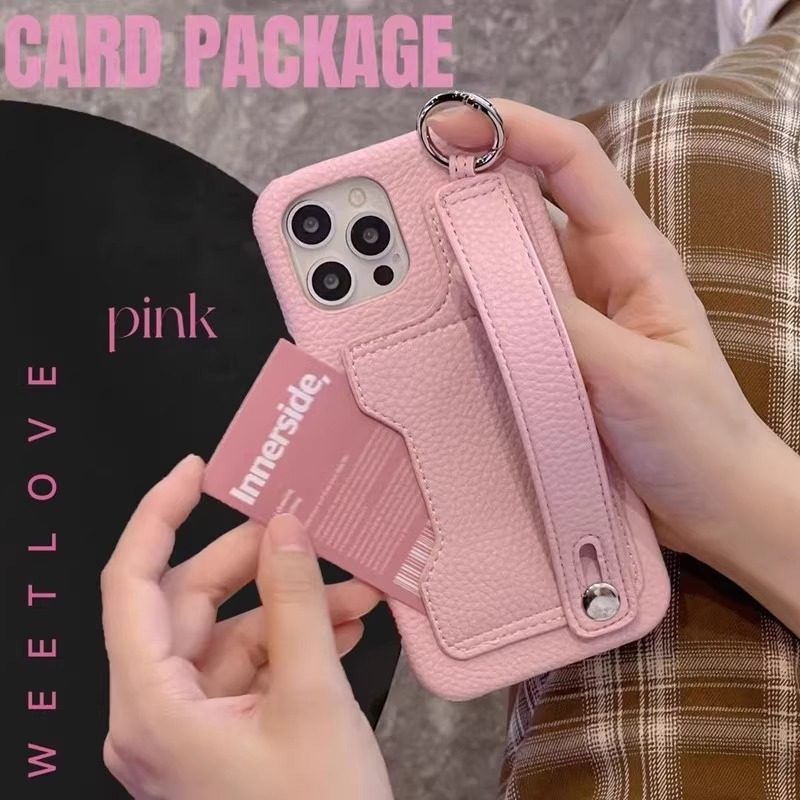 奢侈皮质欧美适用苹果13pro手机壳14手腕带iPhone15插