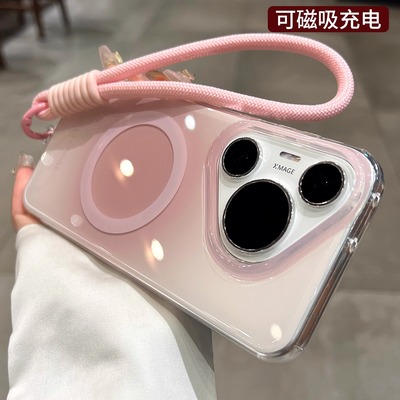 晕染渐变适用华为pura80手机壳p80系列新款Pura70pro高级感小众mate70磁吸充电气囊防摔外壳ultra女款保护套