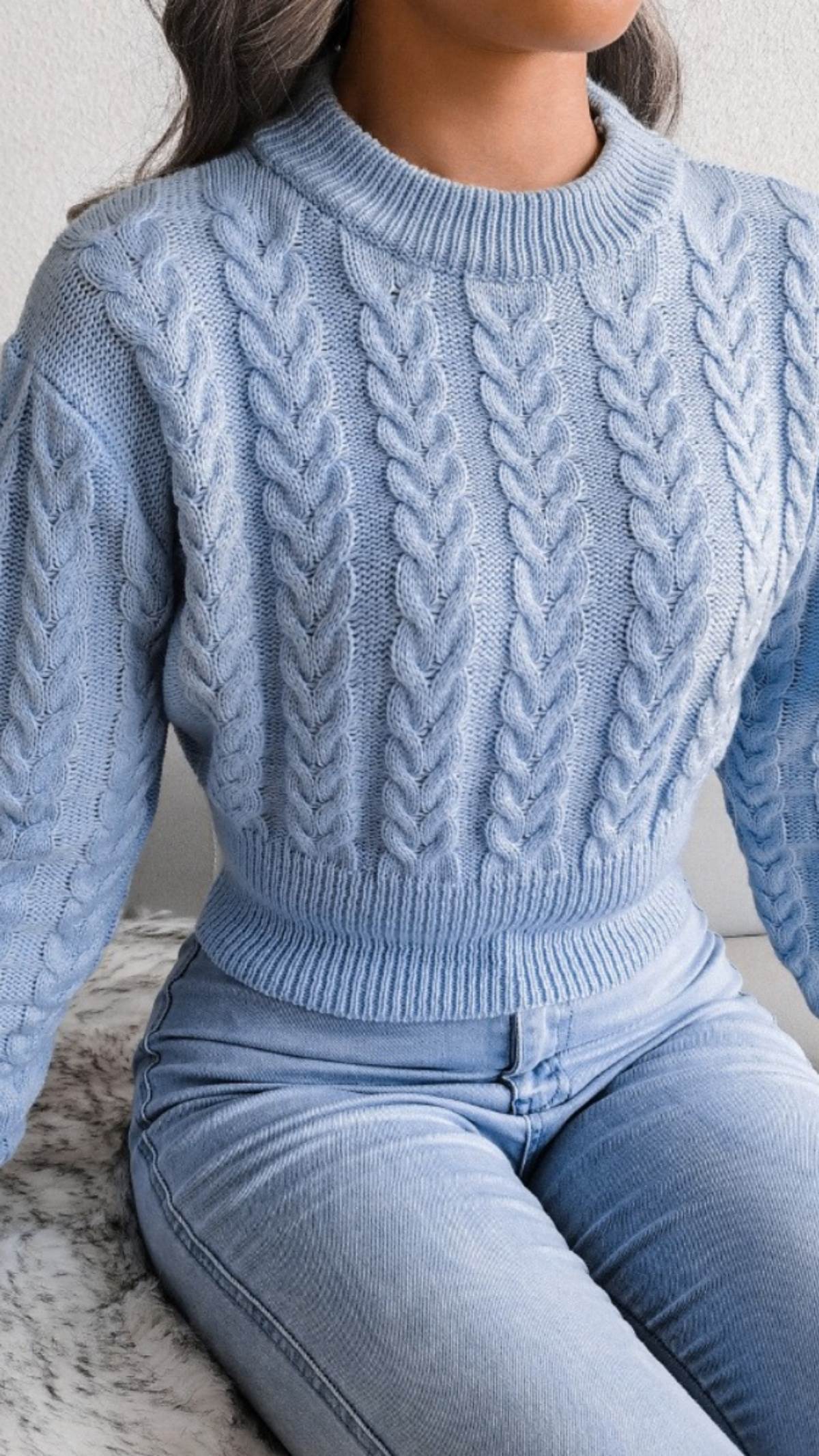 欧美秋冬小众女装ins麻花收腰高腰百搭长袖毛衣套头针织衫sweater