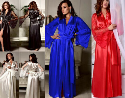 Bathrobe Kimono Babydoll Nightwear Robe Deep V Bathrobe
