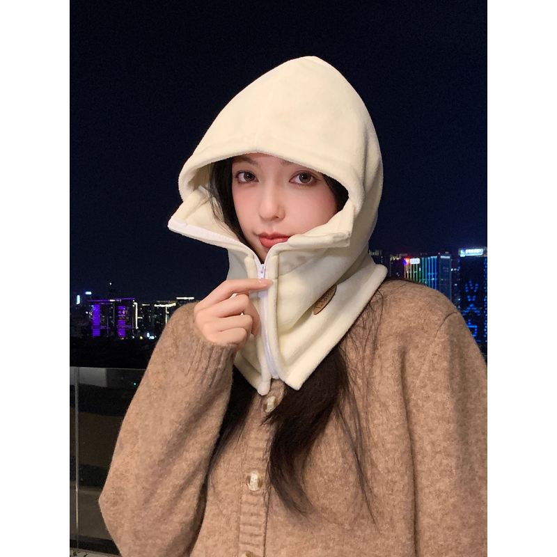 韩系拉法帽子女秋冬季新款保暖围脖一体骑车防风防寒护耳套头帽