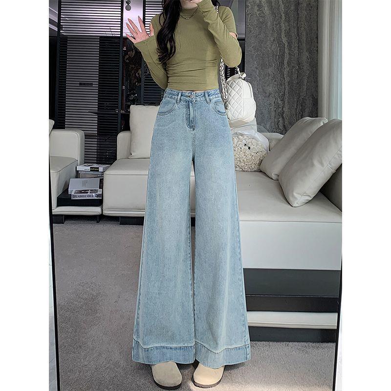 阔腿喇叭牛仔裤女春秋2025年新款显瘦修身宽松百搭辣妹直筒裤子女