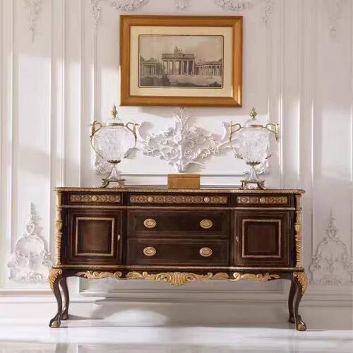 福溢家具 FOOKYIK餐边柜英式风温莎堡玄关台实木雕花法式服务台