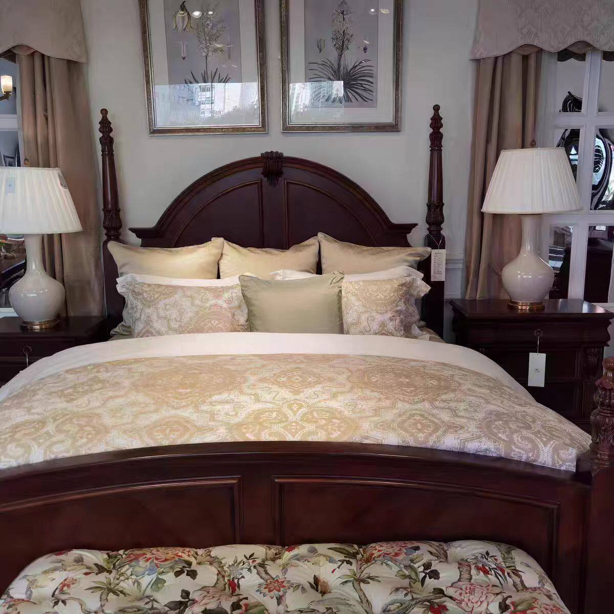 美克家具美家民宿新维多利亚实木主卧双人床美式卧室家具