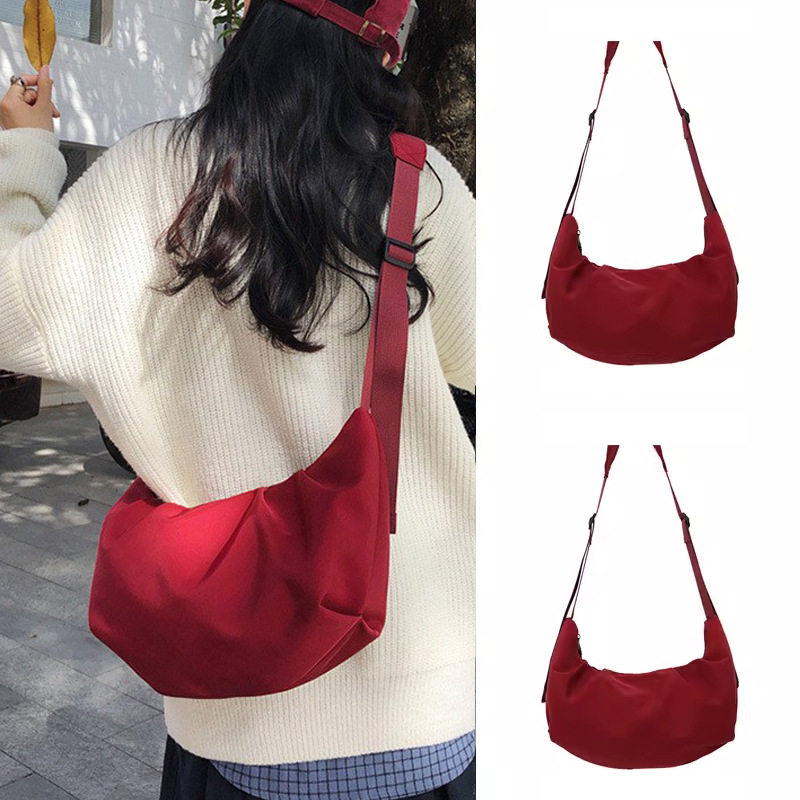 韩系慵懒风秋冬大容量上班通勤饺子2025红色斜挎帆布包通用款女包,箱包皮具/热销女包/男包,通用款女包,淘宝优惠券,粉丝福利购,淘宝优惠卷