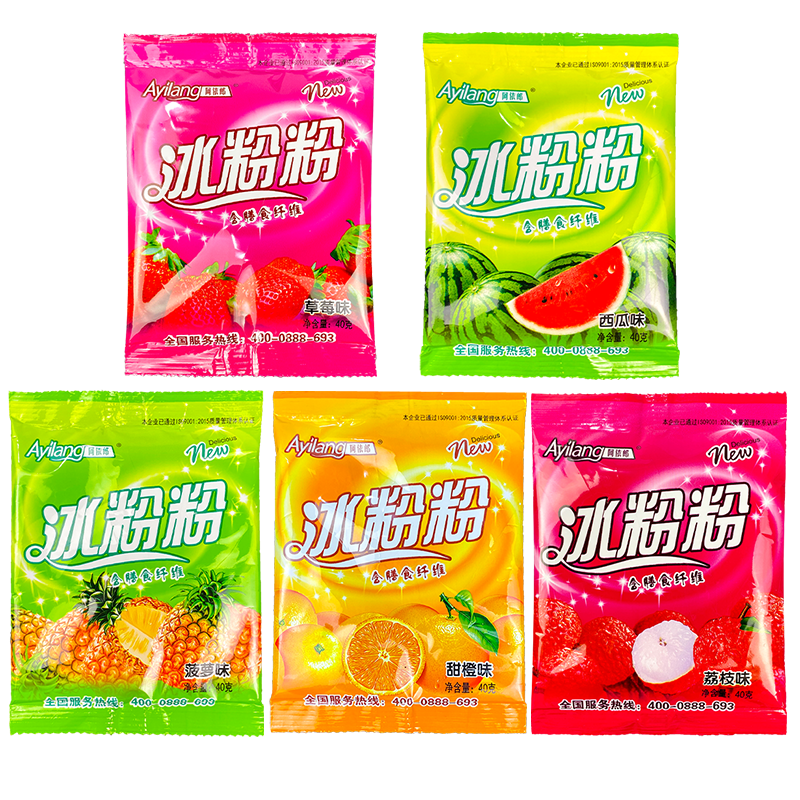 阿依郎水果味冰粉粉40g*100袋整箱商用家用白凉粉摆摊四川果冻粉