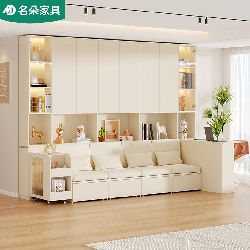 奶油风客厅卡座沙发收纳柜