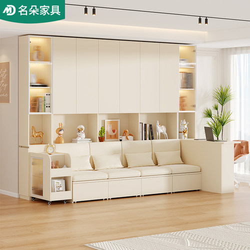 奶油风客厅卡座沙发收纳柜