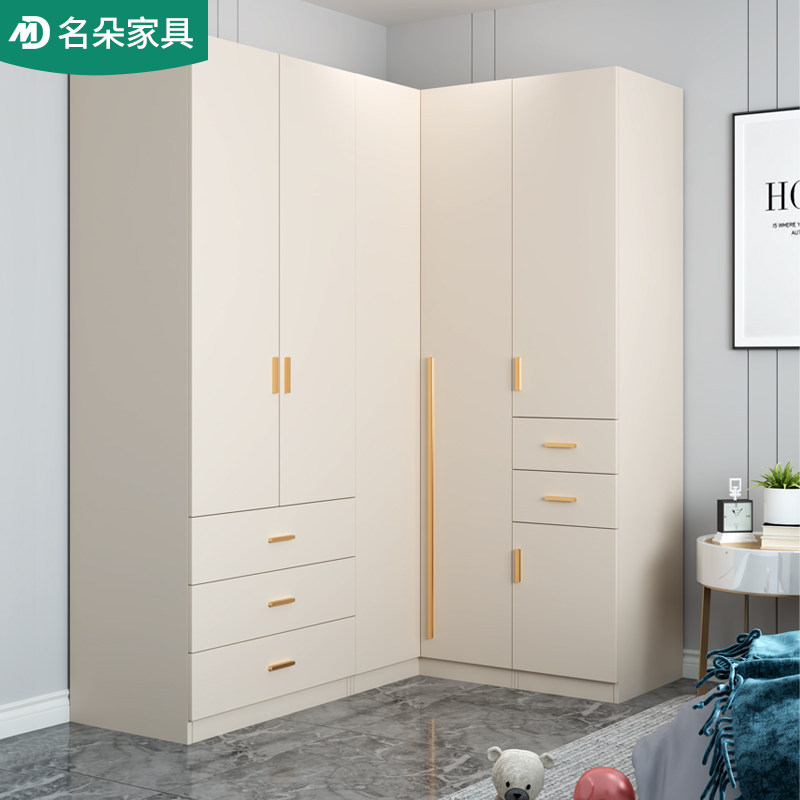 轻奢转角衣柜组合定制家用卧室现代简约90度储物收纳墙角柜子5A10