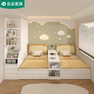 实木互不干扰双人床隔断双人床