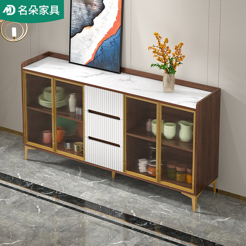 轻奢极岩板餐边柜定制一体