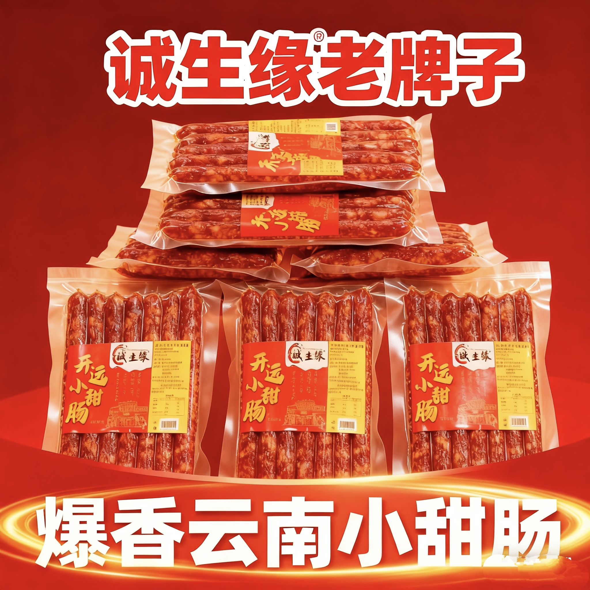 【日期新鲜】诚生缘云南开远小甜肠正宗风味香肠250g家庭聚餐烧烤